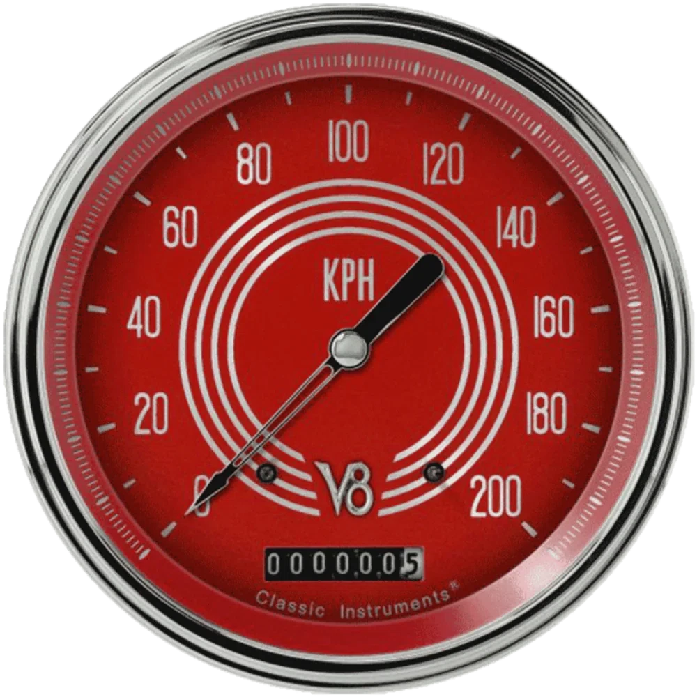 V8 Red Steelie 4 5_8_ Speedometer V8RS58SLC